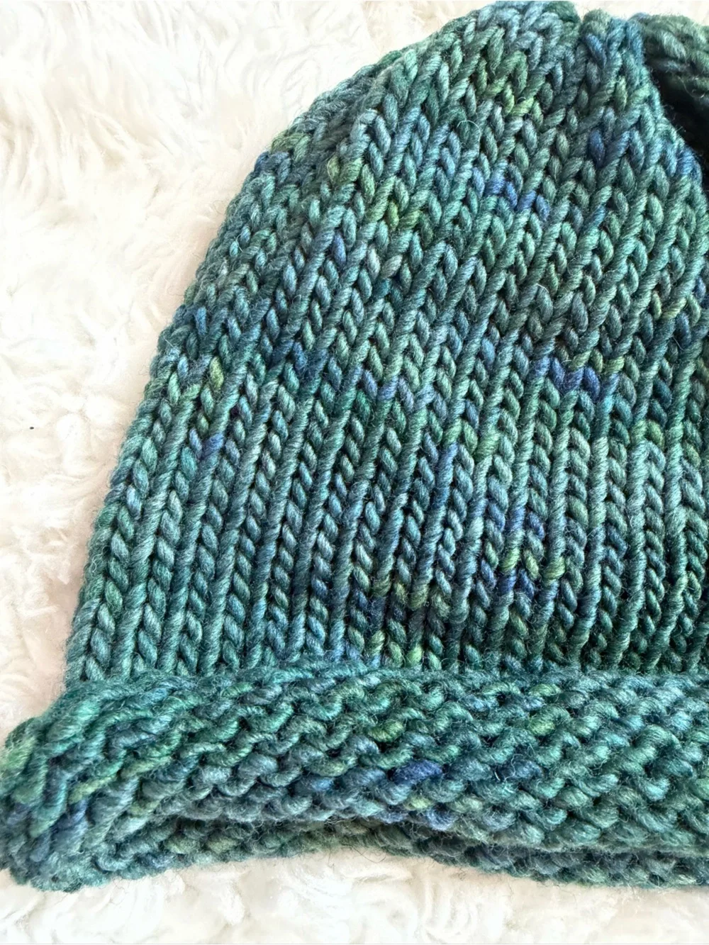 Handknit Beanie Handdyed Merino Wool - Crystal Lake